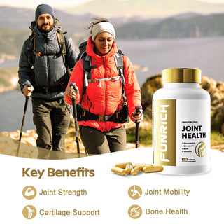 FUNRICH Joint Health Supplement for Women & Men with Glucosamine, Chondroitin, MSM & Turmeric - 120 Capsules