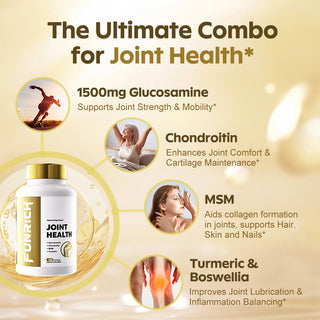 FUNRICH Joint Health Supplement for Women & Men with Glucosamine, Chondroitin, MSM & Turmeric - 120 Capsules